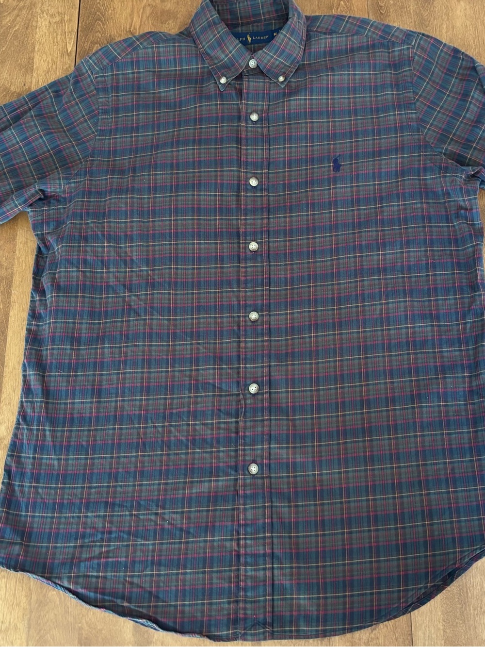 Ralph Lauren Plaid Button-Down Shirt - Blue & Green with Red Accents